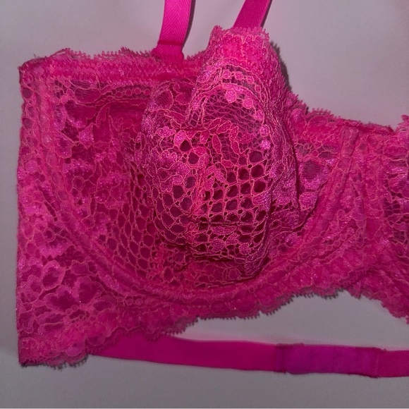 Intimately Free People Neon Pink Lace Underwire Bra Size 34D Like New! - Picture 5 of 9